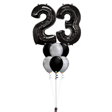 Load image into Gallery viewer, Bouquet of 8 Balloons - Black &amp; Chrome Silver
