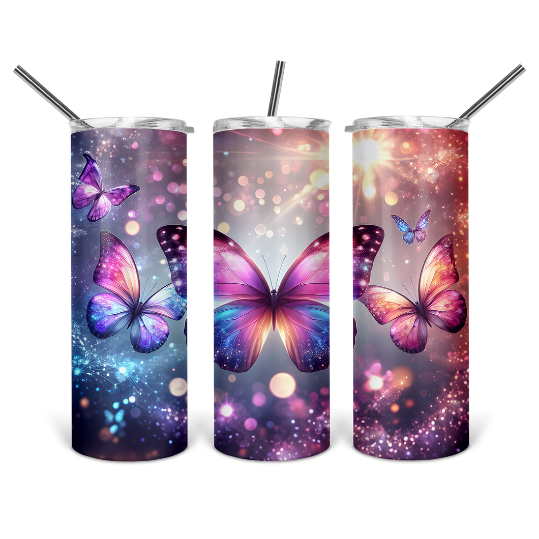 3D Butterfly Glitter Tumbler