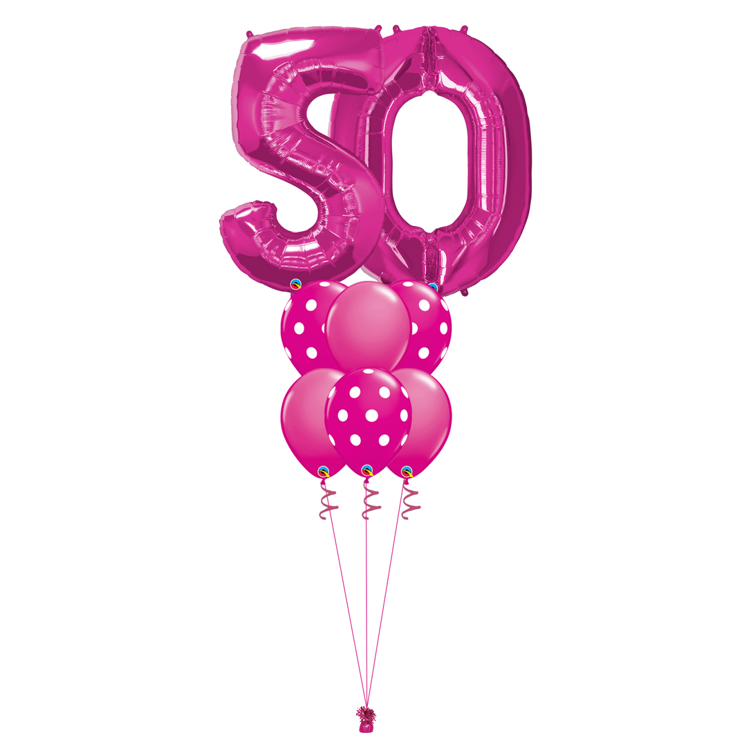 Bouquet of 8 Balloons - Pink Polka Dot