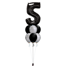 Load image into Gallery viewer, Bouquet of 7 Balloons - Black &amp; Chrome Silver
