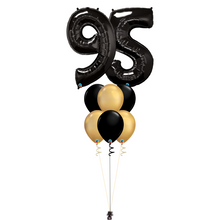 Load image into Gallery viewer, Bouquet of 8 Balloons - Black &amp; Chrome Gold
