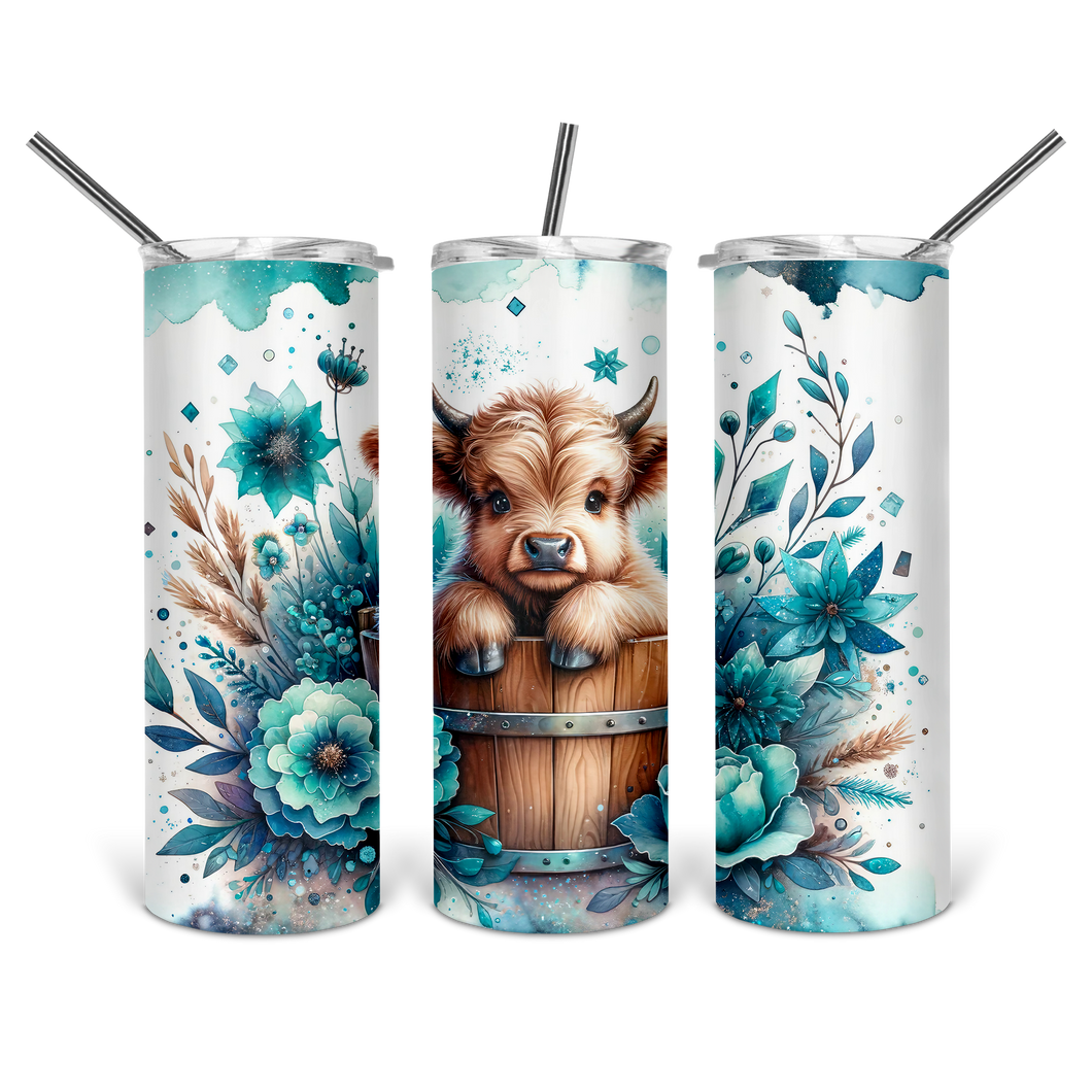 Baby Highland Cow Teal Tumbler