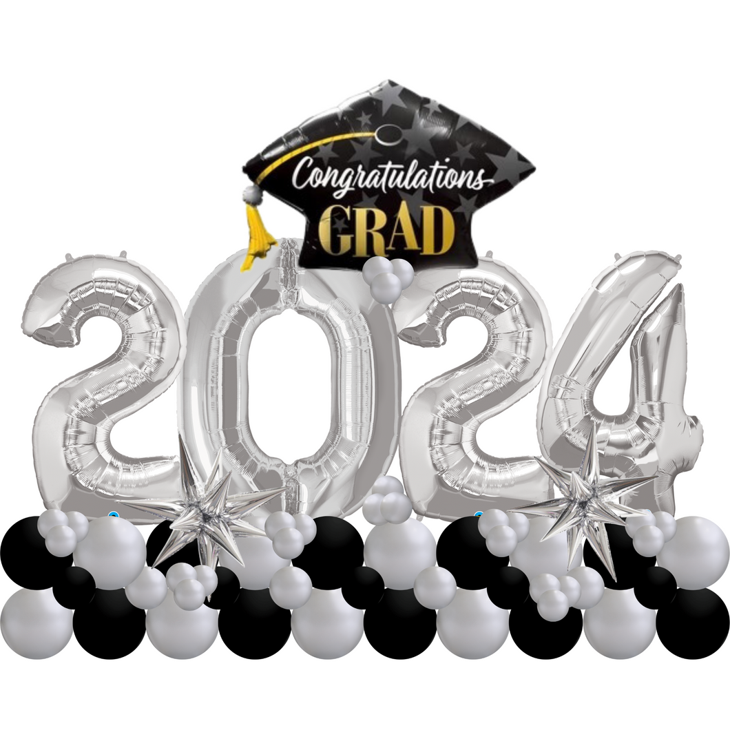 Congratulations Grad 2024 Marquee - Black and Silver