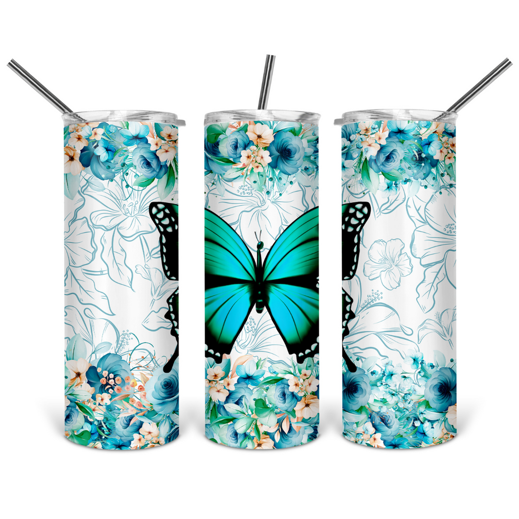 Floral Butterfly Tumbler