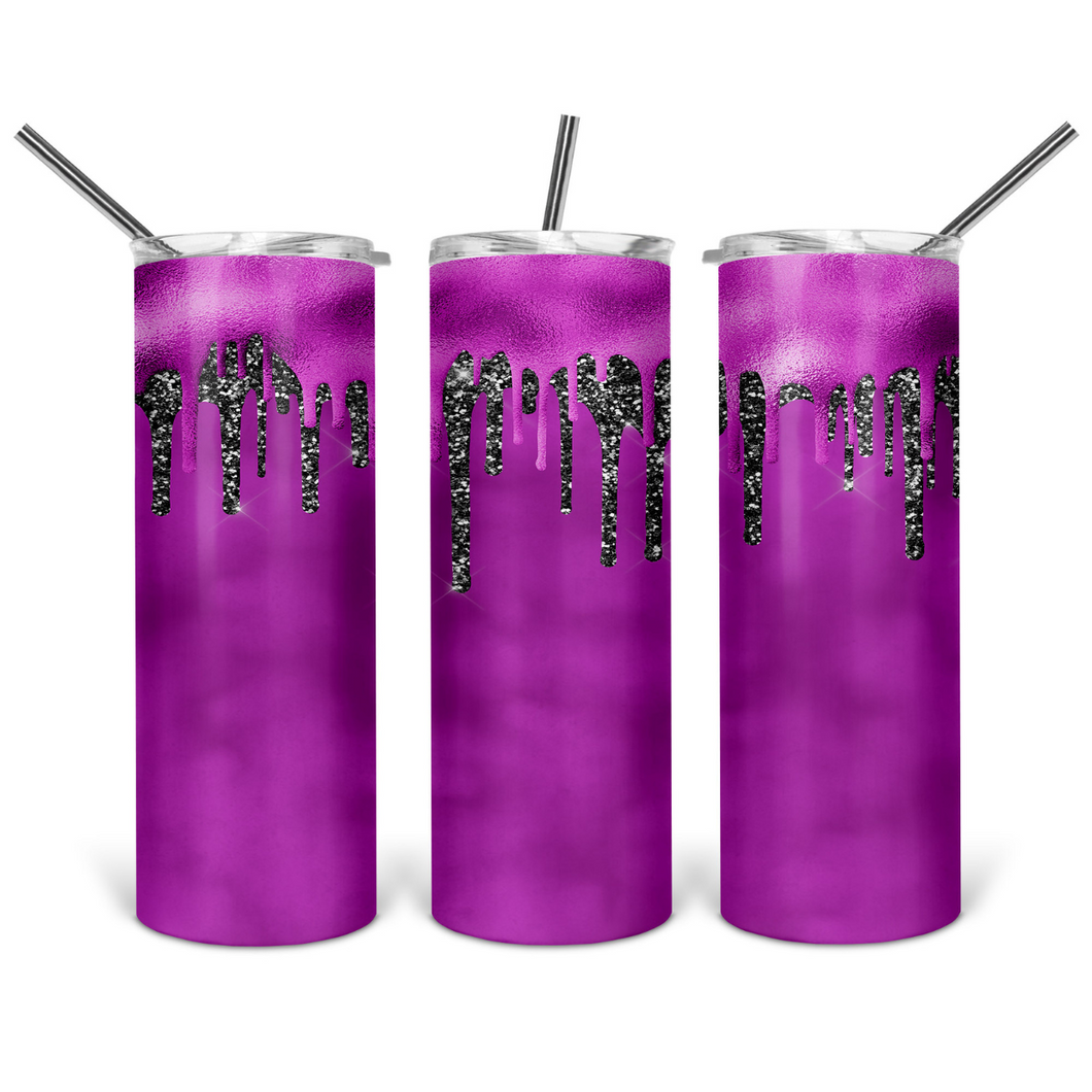 Purple Glitter Drips Tumbler