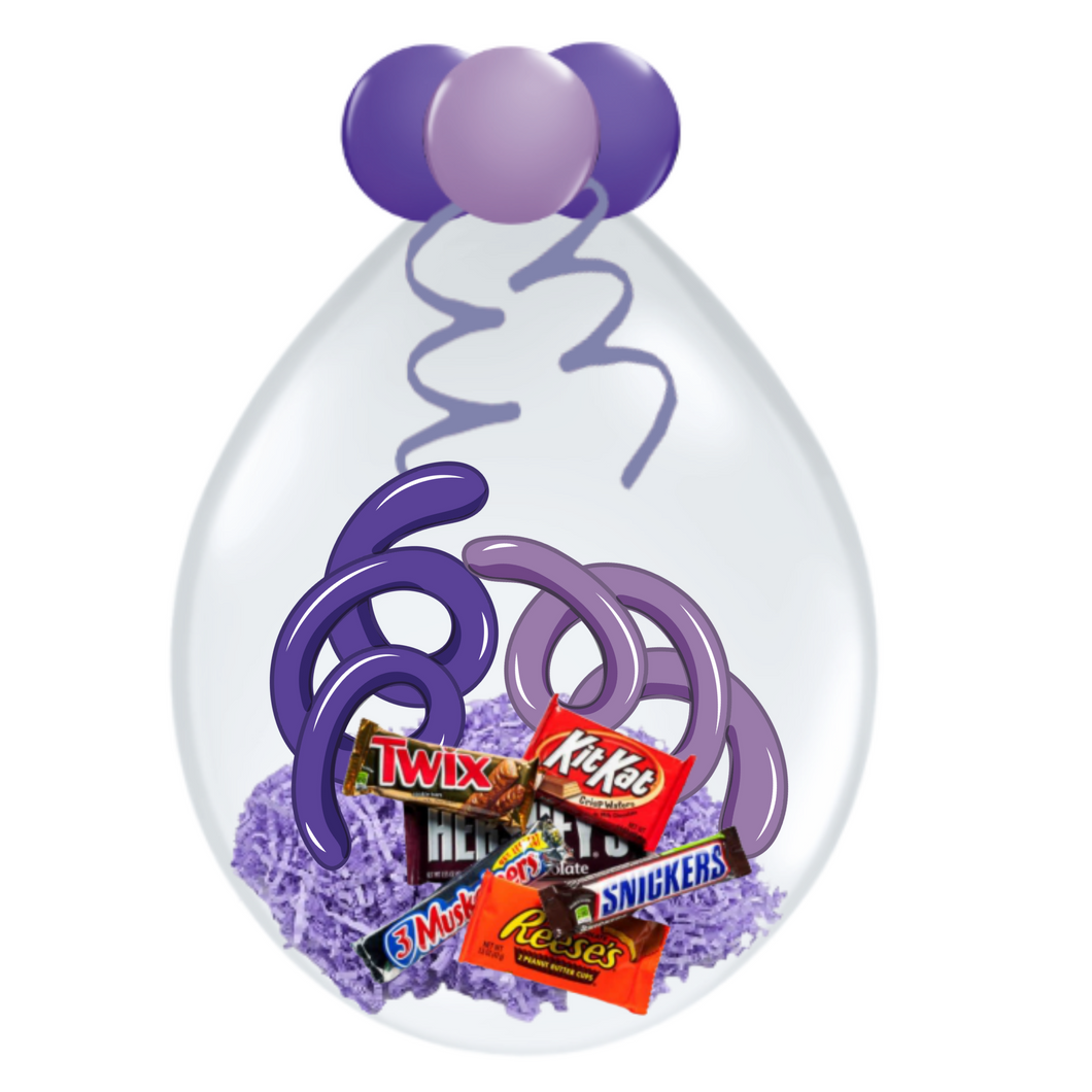Purple Stuffed Balloon with Chocolate Bars