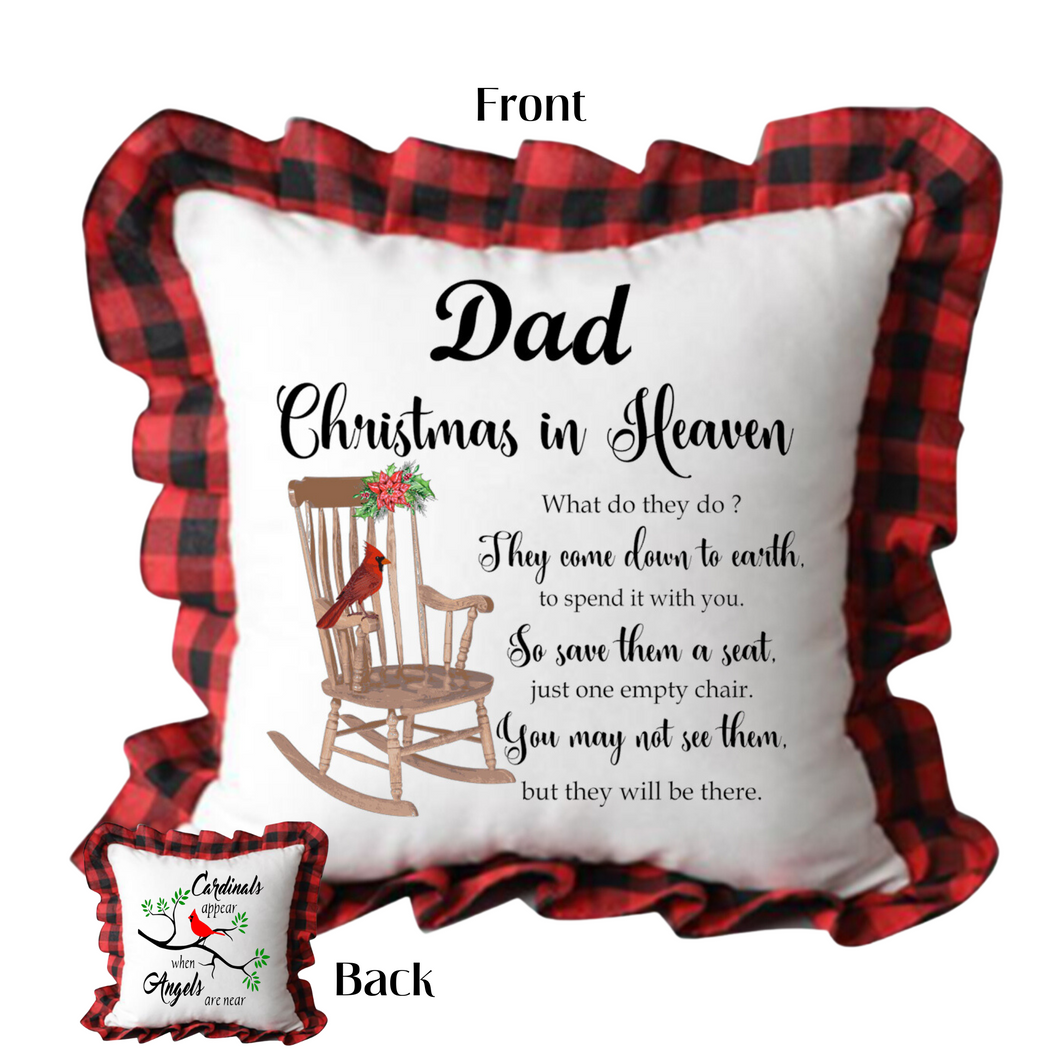 Christmas in Heaven Custom Name Red Plaid Pillow