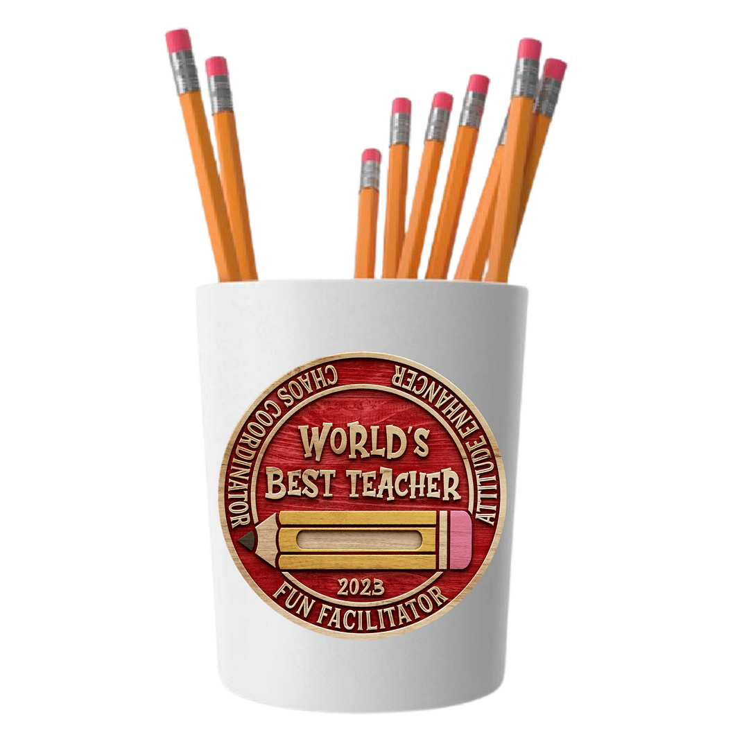 Personalized Best Teacher Ever - Ceramic Pencil/Tool Holder