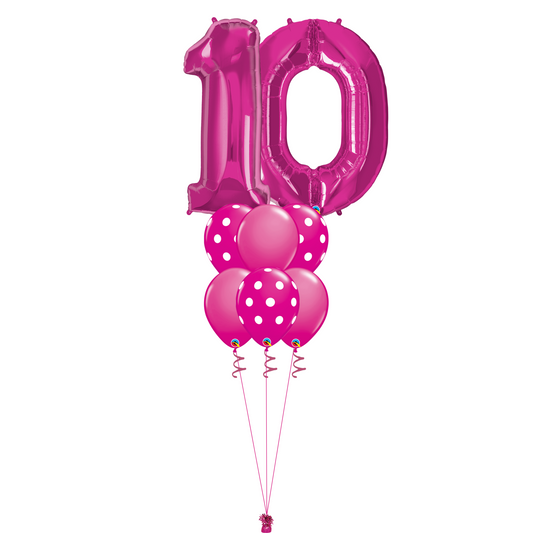 Bouquet of 8 Balloons - Pink Polka Dot