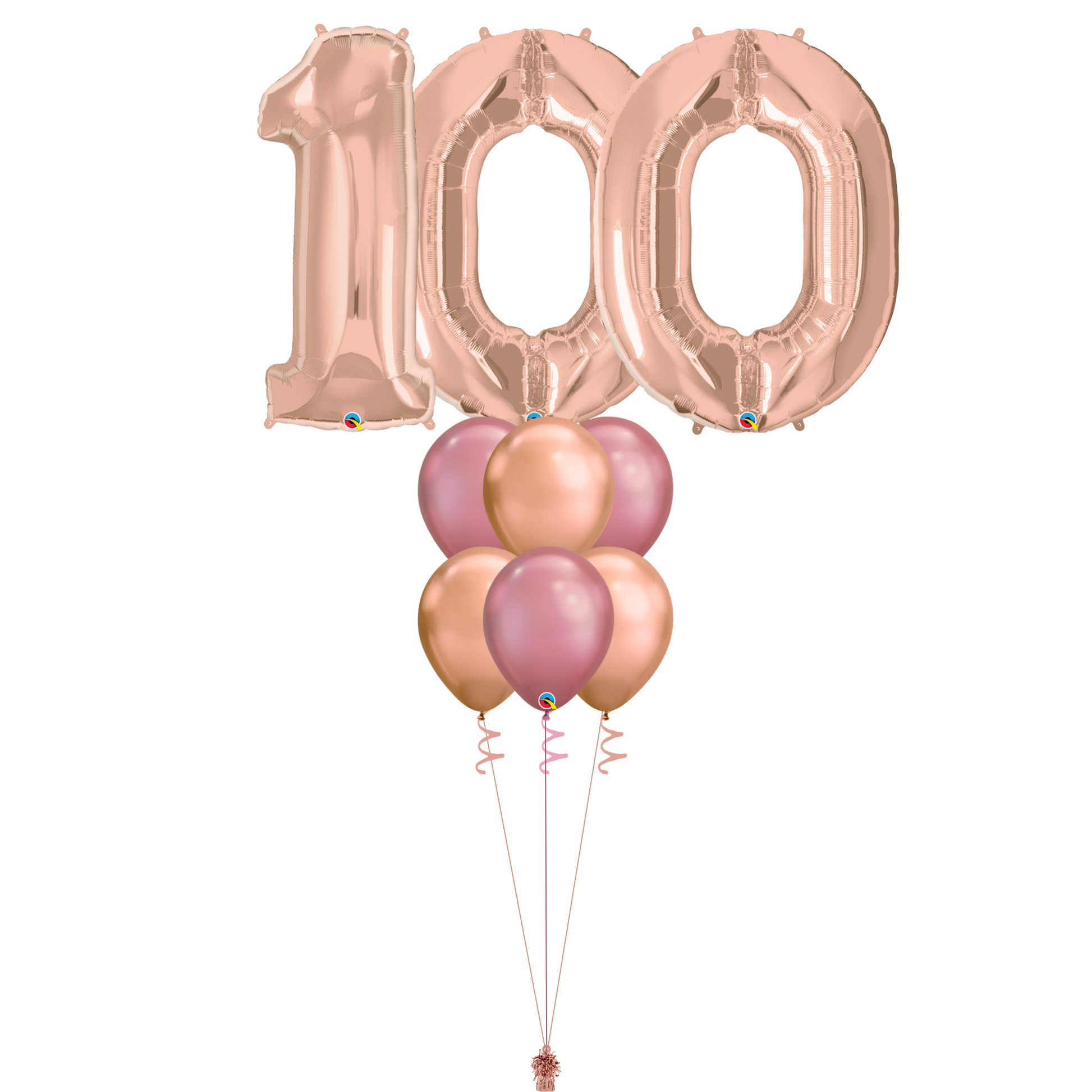 Bouquet of 8 Balloons - Rose Gold & Mauve Age 100