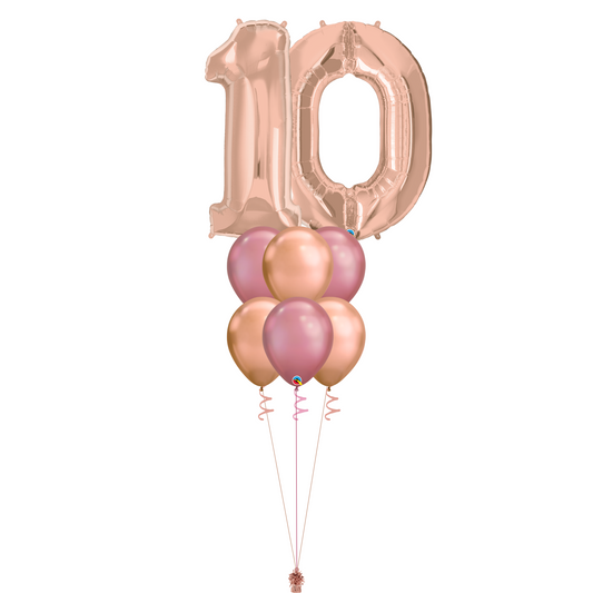 Bouquet of 8 Balloons - Rose Gold & Mauve