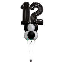 Load image into Gallery viewer, Bouquet of 8 Balloons - Black &amp; Chrome Silver
