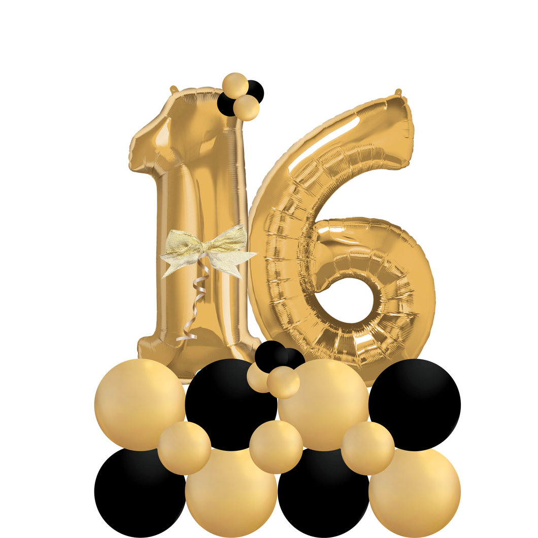 Double Digits Black and Gold Balloon Marquee