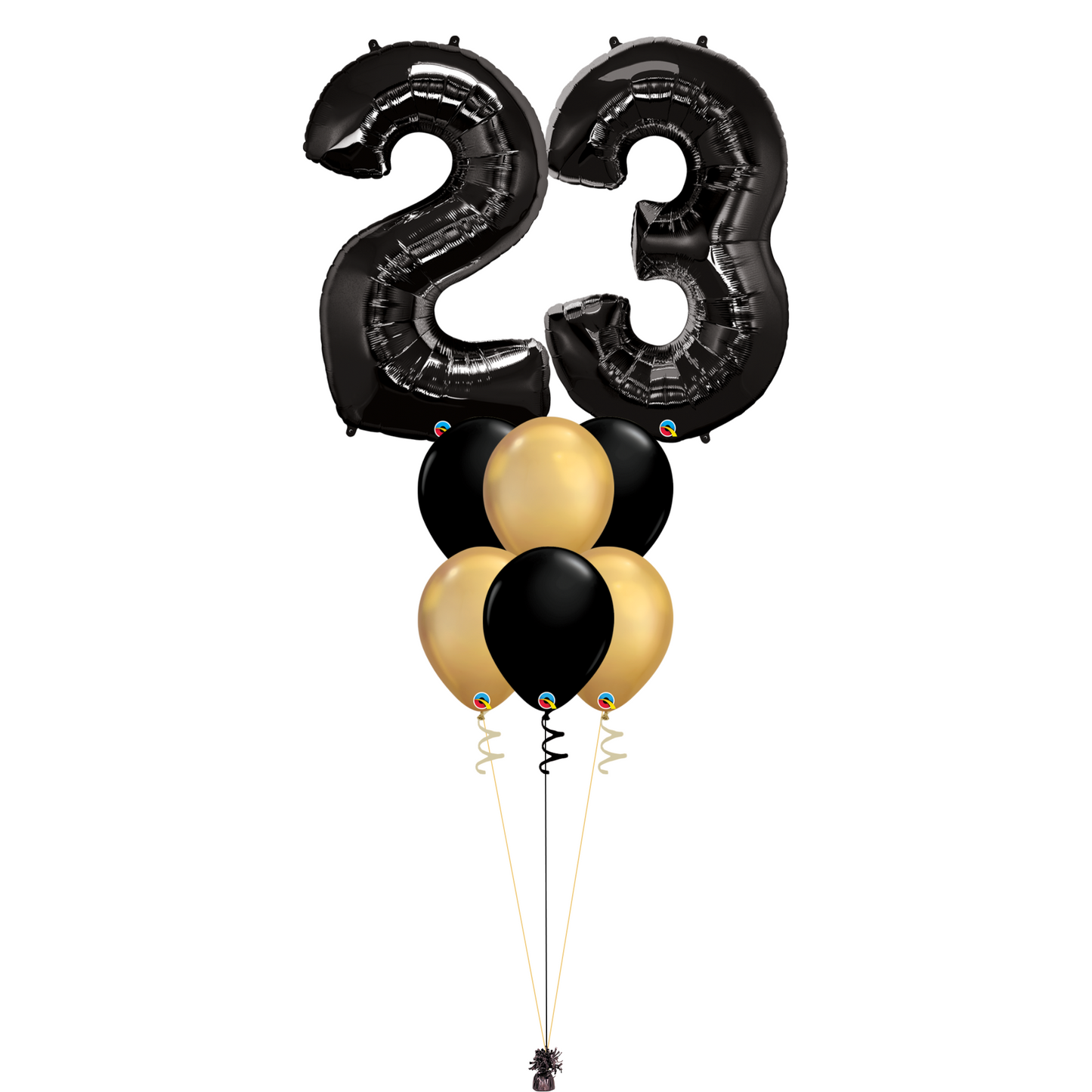 Bouquet of 8 Balloons - Black & Chrome Gold