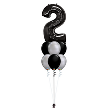 Load image into Gallery viewer, Bouquet of 7 Balloons - Black &amp; Chrome Silver

