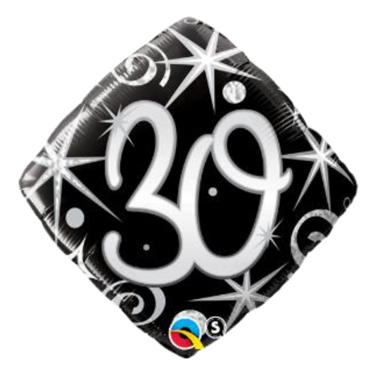 30th Elegant Sparkle & Swirls 18" Foil Balloon