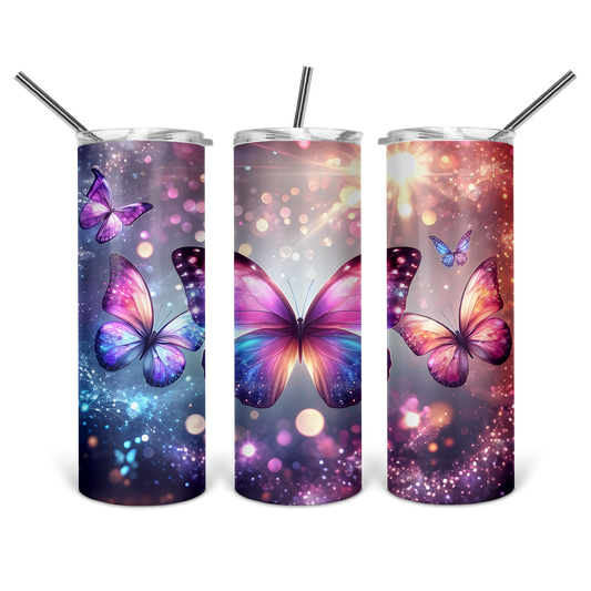 3D Butterfly Glitter Tumbler