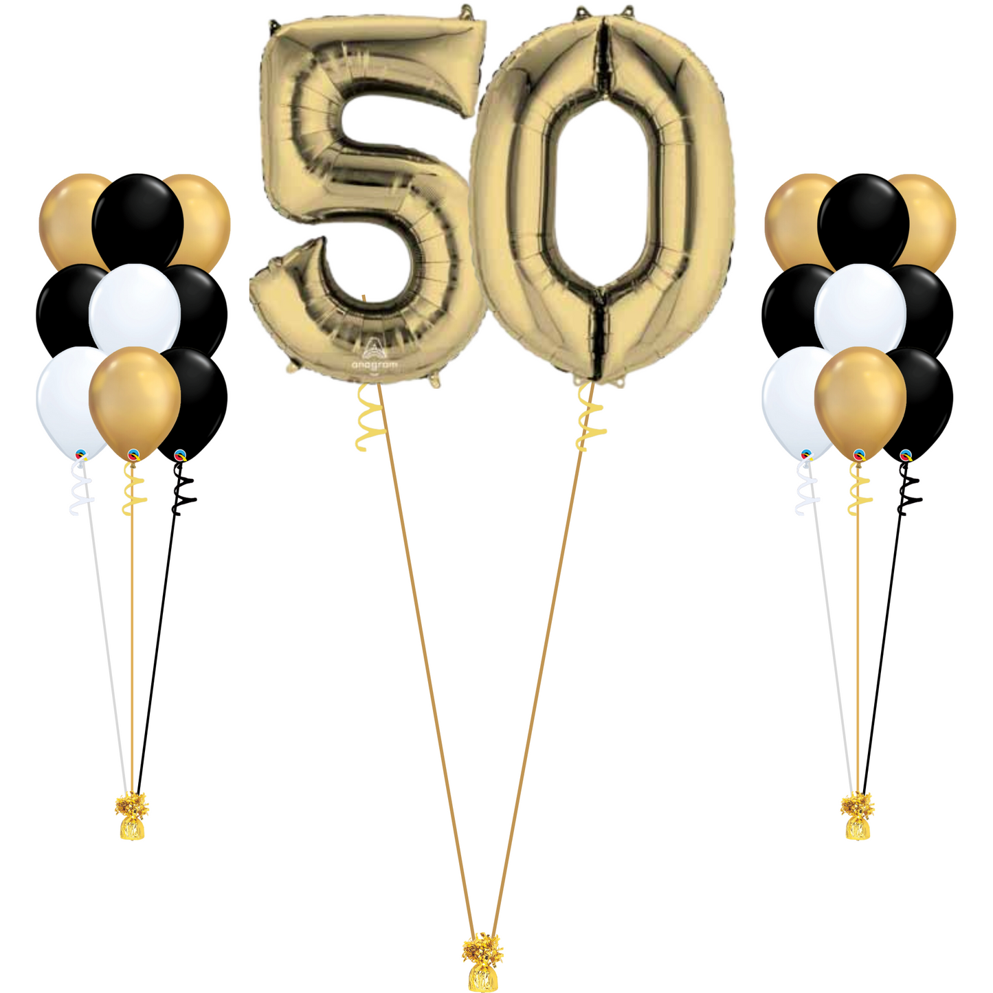 50th Birthday Glitz and Glam Bundle - Black, Satin Gold and White