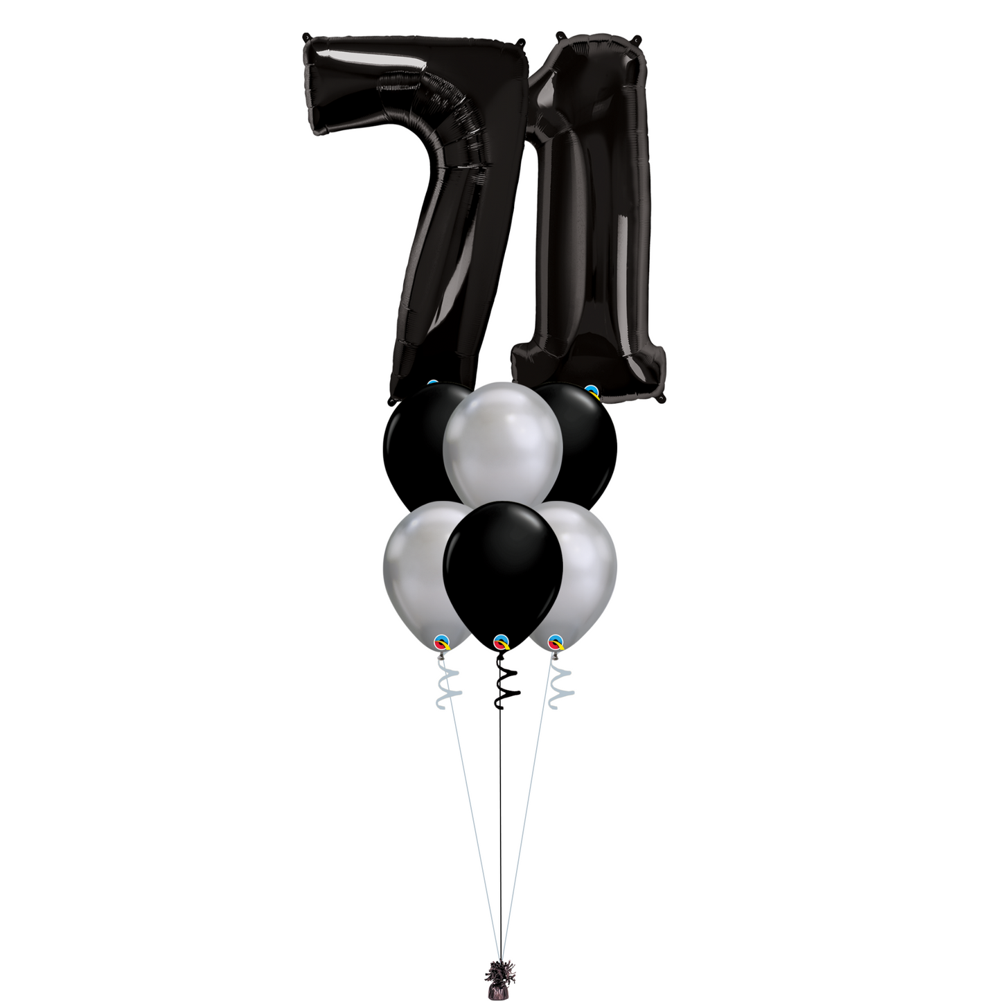 Bouquet of 8 Balloons - Black & Chrome Silver