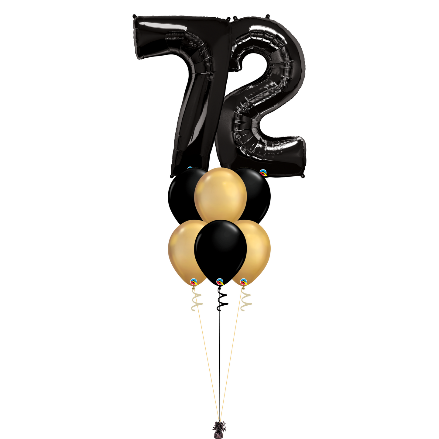 Bouquet of 8 Balloons - Black & Chrome Gold