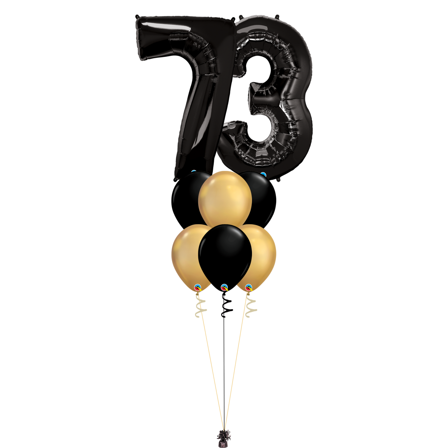 Bouquet of 8 Balloons - Black & Chrome Gold