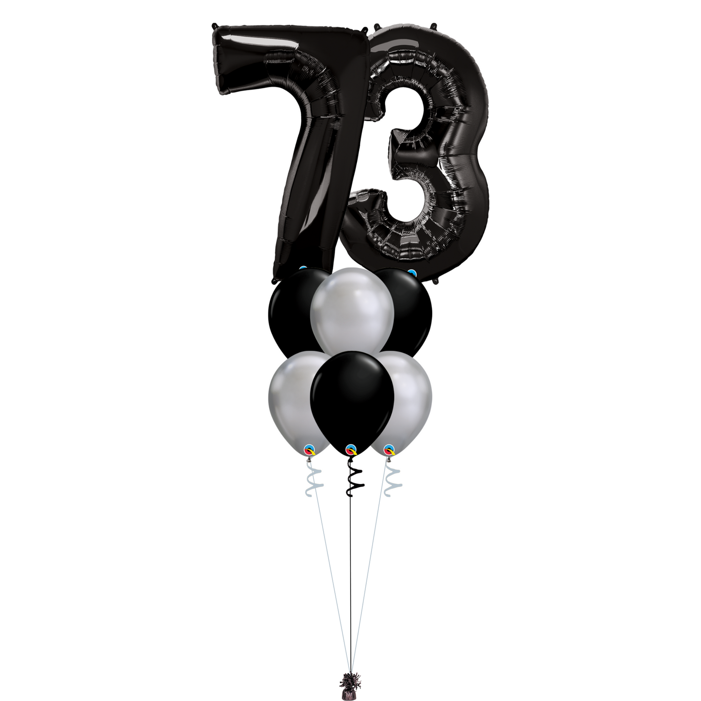 Bouquet of 8 Balloons - Black & Chrome Silver