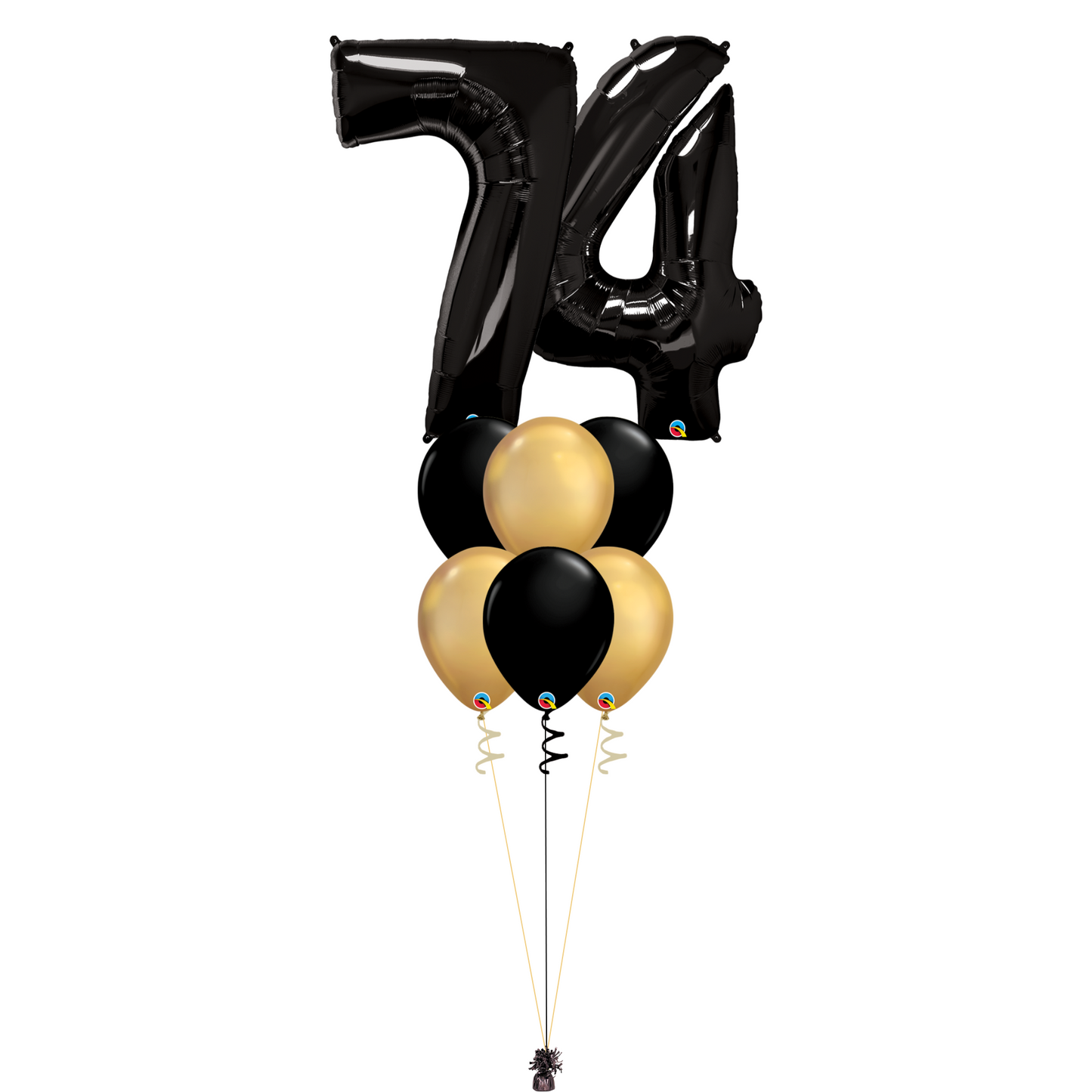 Bouquet of 8 Balloons - Black & Chrome Gold