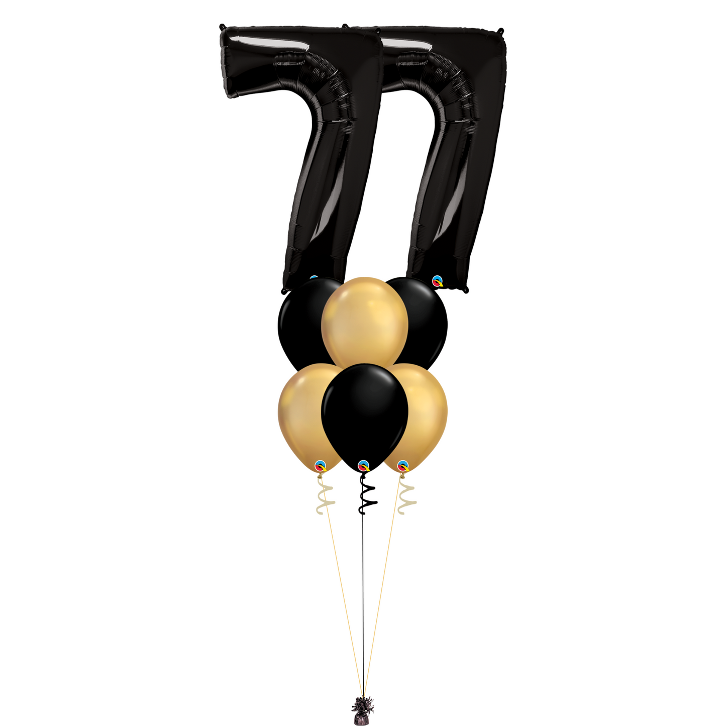 Bouquet of 8 Balloons - Black & Chrome Gold