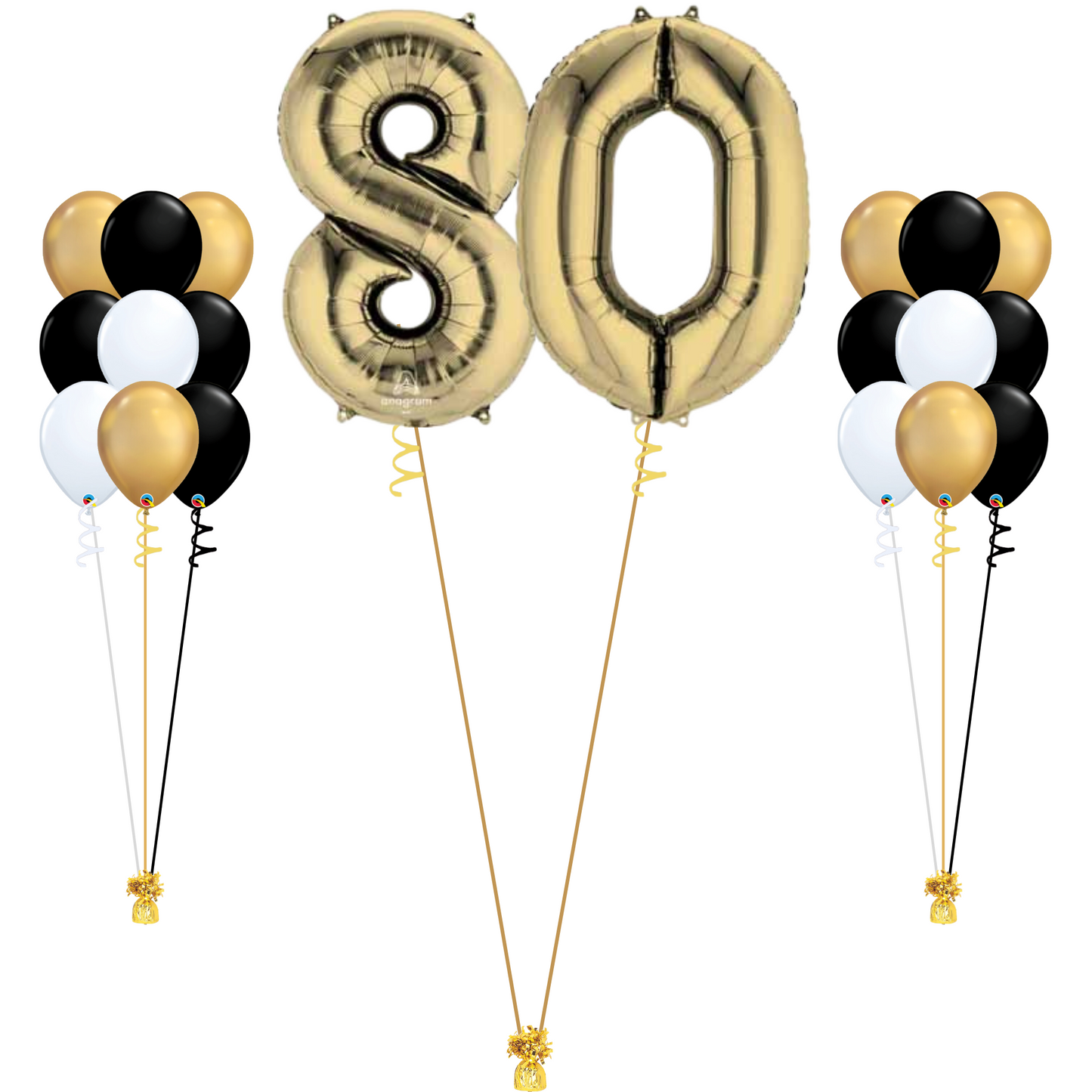 80th Birthday Glitz and Glam Bundle - Black, Satin Gold and White