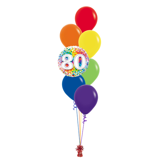 80th Rainbow Confetti Birthday Bouquet