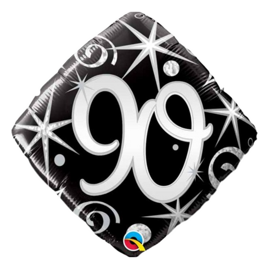 90th Elegant Sparkle & Swirls 18" Foil Balloon