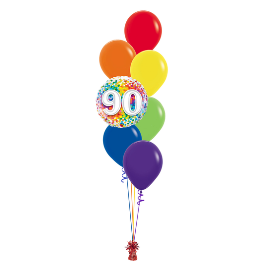 90th Rainbow Confetti Birthday