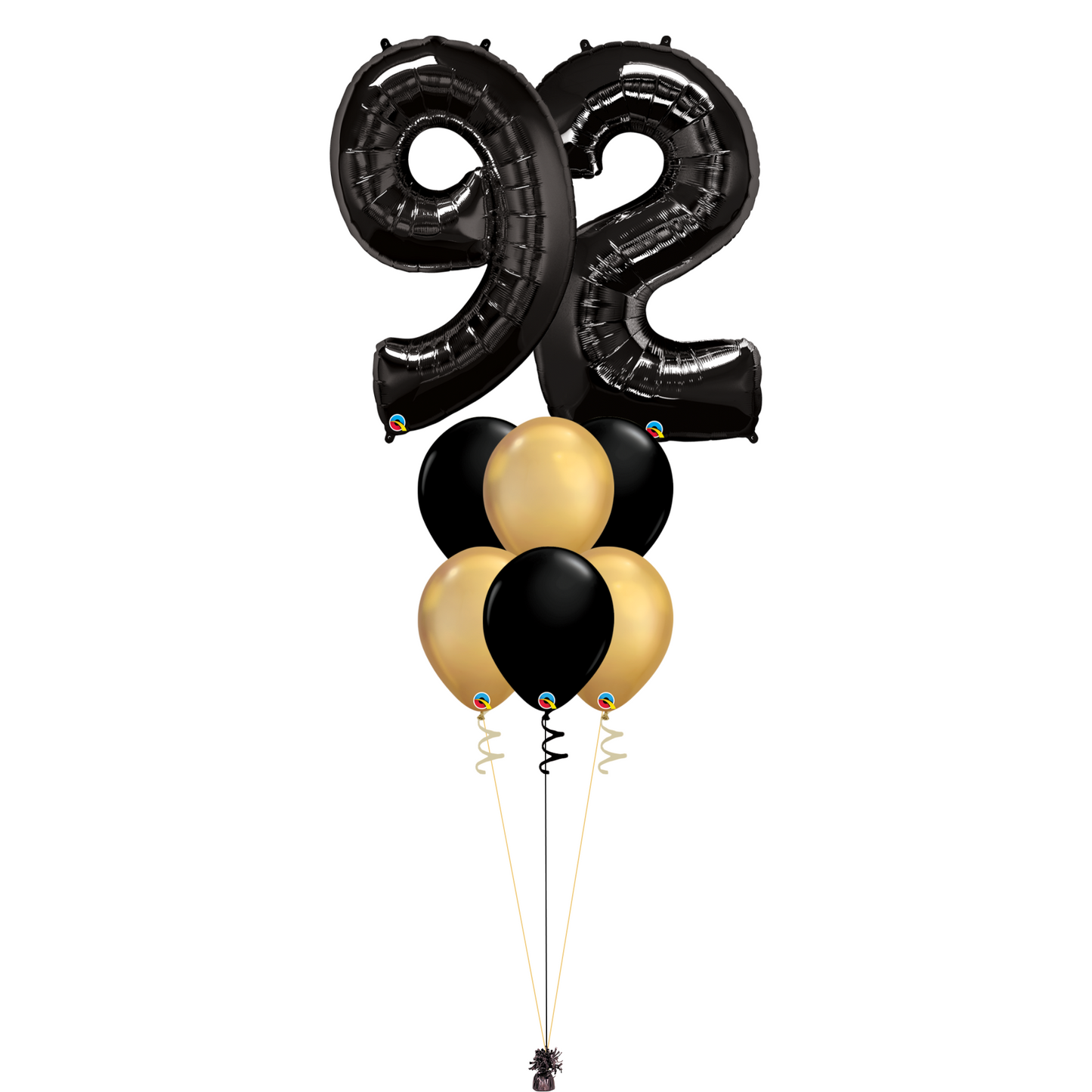 Bouquet of 8 Balloons - Black & Chrome Gold