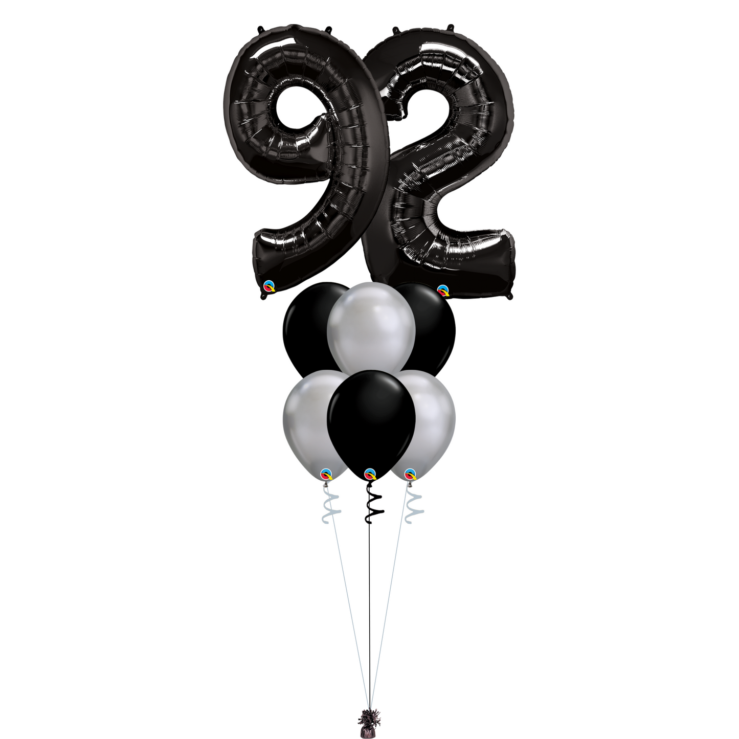 Bouquet of 8 Balloons - Black & Chrome Silver