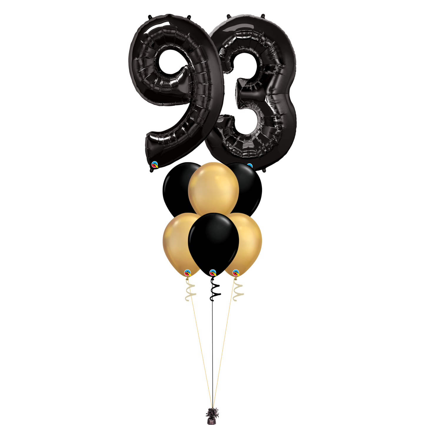 Bouquet of 8 Balloons - Black & Chrome Gold