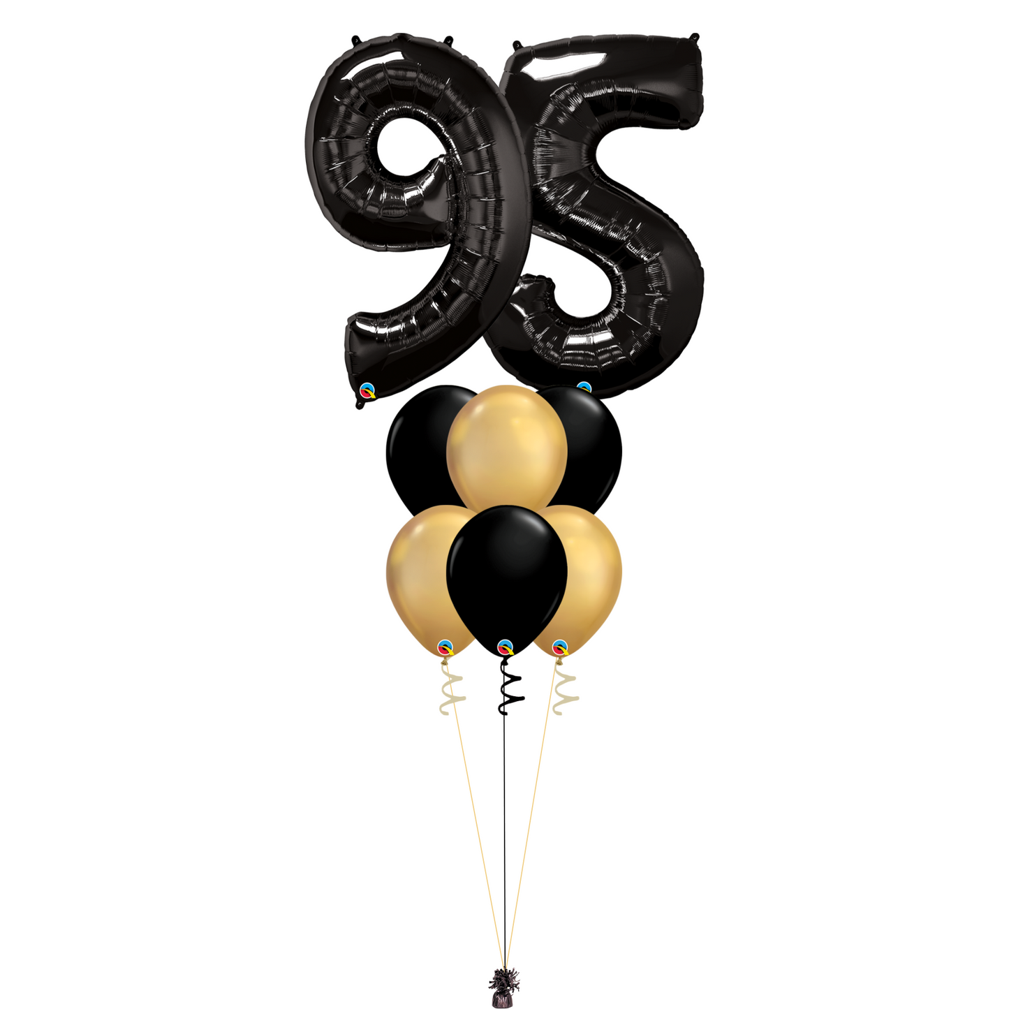 Bouquet of 8 Balloons - Black & Chrome Gold