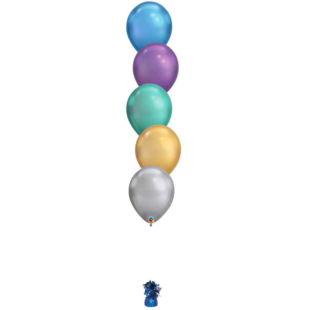 Bouquet of 5 Chrome Latex Balloons