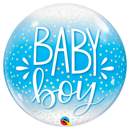 Baby Boy Confetti Blue 22" Bubble Balloon