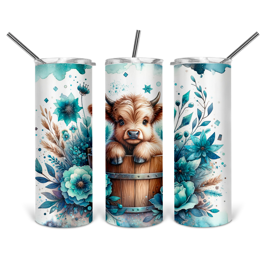 Baby Highland Cow Teal Tumbler