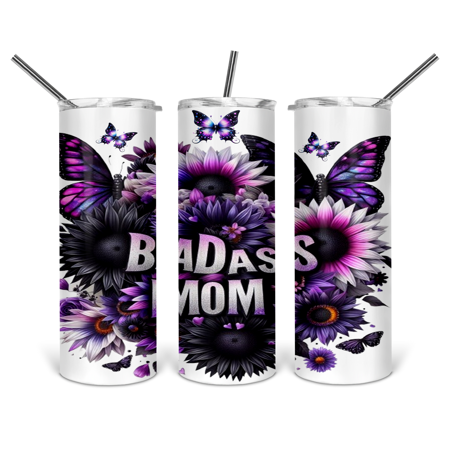 Badass Mom Black & Purple Tumbler