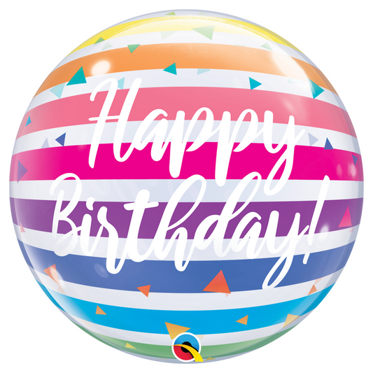 Happy Birthday Bright Rainbow 22" Bubble Balloon