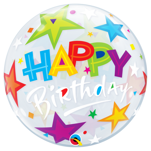 Birthday Brilliant Stars 22" Bubble Balloon