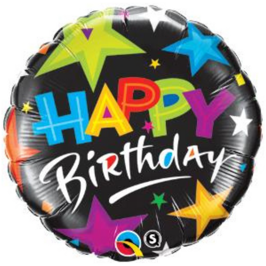 Birthday Brilliant Stars Black 36" Foil