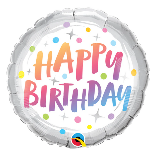 Birthday Rainbow Dots 18" Foil Balloon