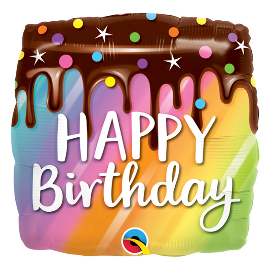 Birthday Rainbow Drip 18" Foil Balloon