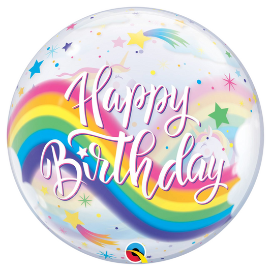 Birthday Rainbow Unicorn 22″ Bubble Balloon