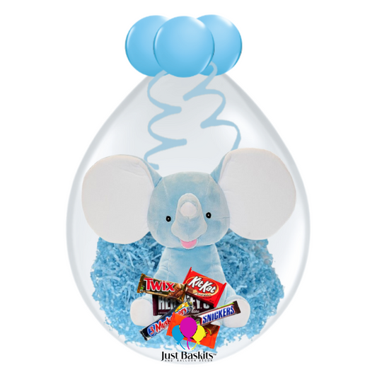 Blue Elephant Stuffed Balloon with Chocolate Bars