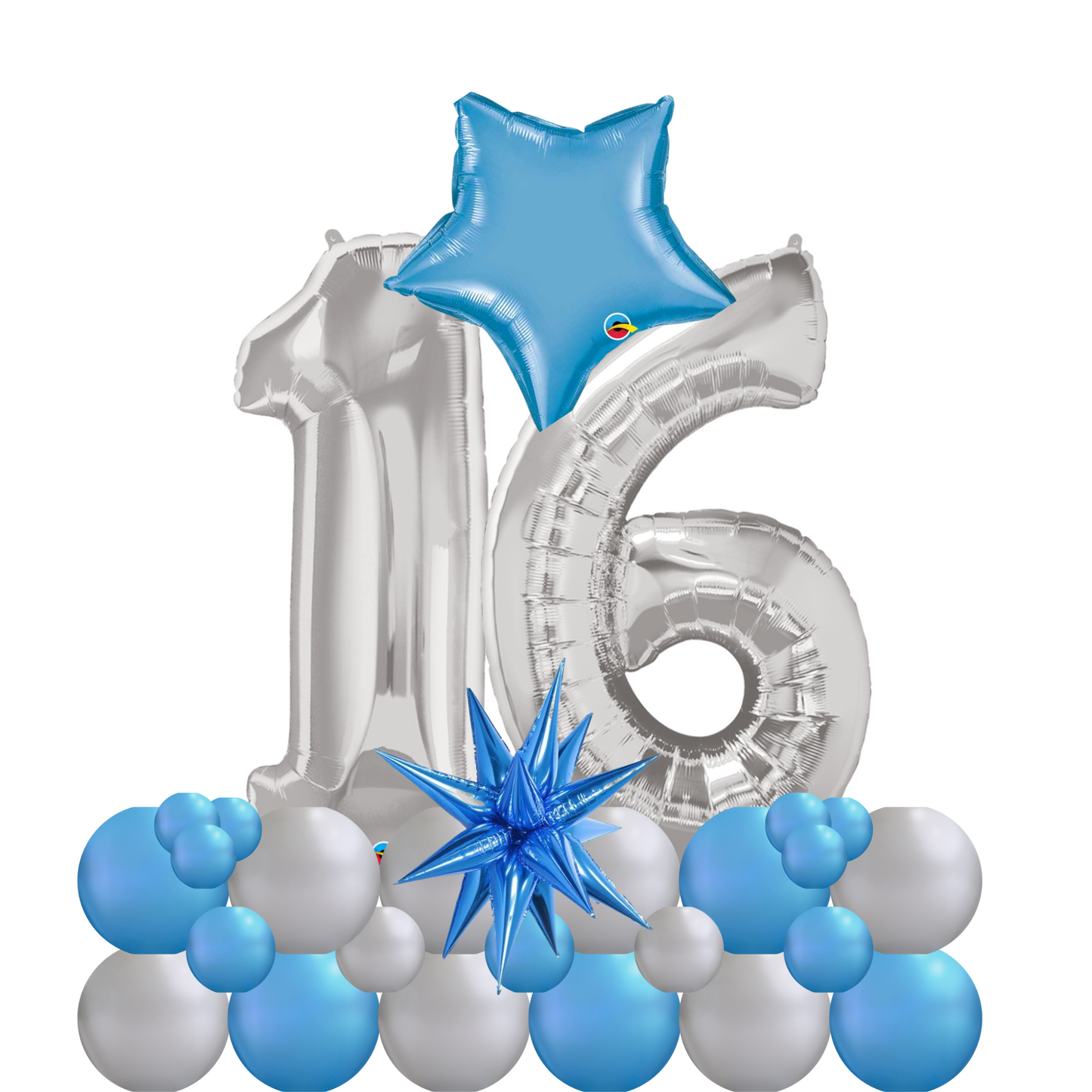 34" Numbers - Blue & Silver Balloon Marquee
