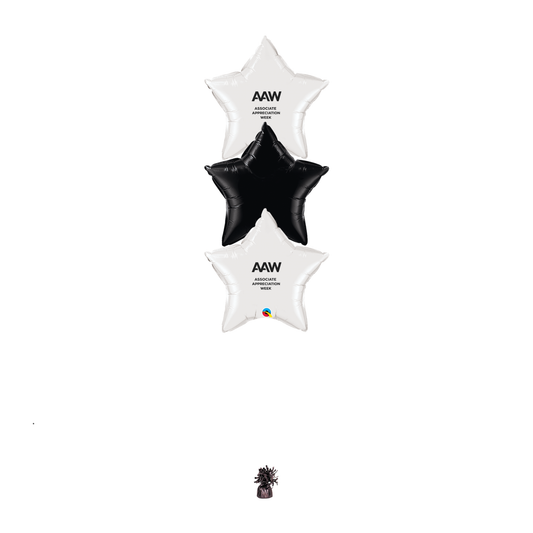 Bouquet of 3 (Table Height) with AAW Logo - White Black White