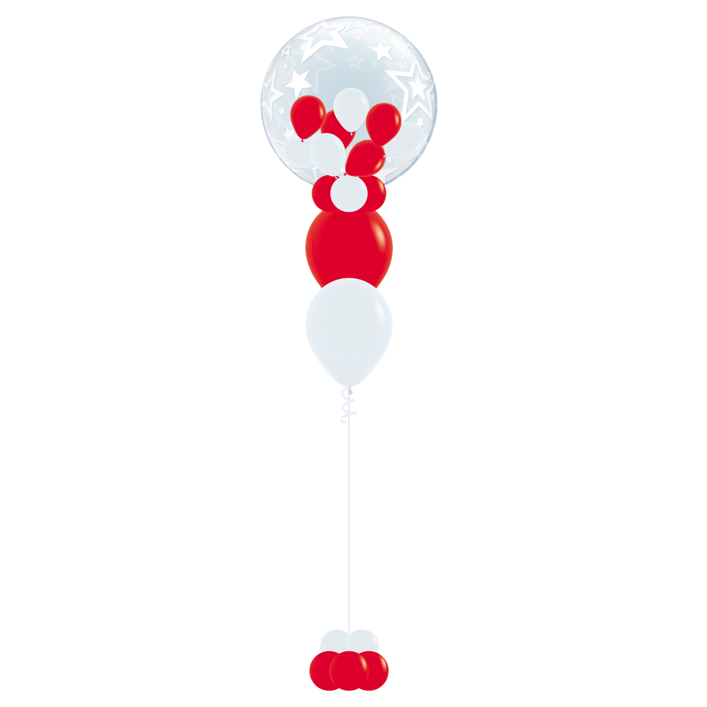 Bubble Balloon Bouquet with Base - Red & White